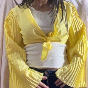 Deadstock Yellow Bell Sleeve Tie-up Top